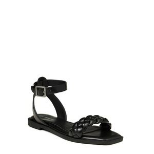 Time And Tru Women's Memory Foam Black Sz 9 Braided Summer Strap Sandals Ankle